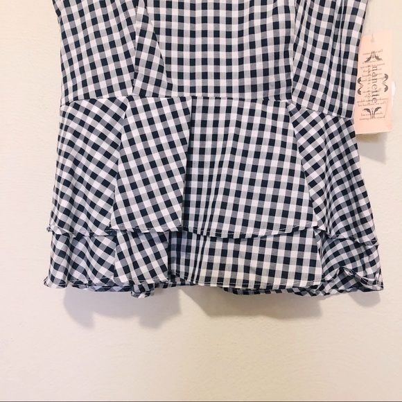 NWT Nanette Lenore Buffalo Plaid Peplum Ruffle Top - Picture 6 of 8